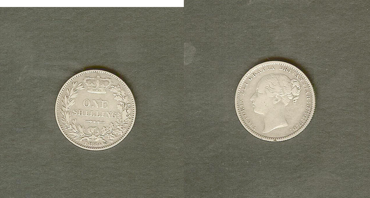 ROYAUME-UNI 1 Shilling Victoria 1884 TB+ à TTB